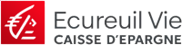 Logo de la Caisse d'Epargne Ecureuil Vie avec un écureuil blanc stylisé sur un carré rouge à côté du nom de la société en texte gris et noir sur fond blanc.