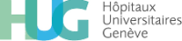 Logo des Hôpitaux Universitaires de Genève (HUG), composé de grandes lettres turquoise et vertes superposées HUG avec le nom de l'institution en français à droite.