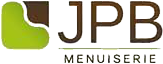 Logo avec une forme abstraite verte et marron à gauche, suivie du texte marron JPB. En dessous, une ligne verte et le mot MENUISERIE en lettres capitales vertes.