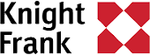Logo de Knight Frank avec le nom de la société en texte noir à gauche et un symbole géométrique rouge composé de quatre triangles formant un carré à droite.