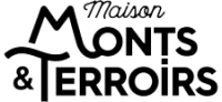 Logo de la Maison Monts & Terroirs avec texte stylisé ; le M de Monts a la forme d'une montagne, et "Terroirs" apparaît en caractères gras et noirs en dessous.